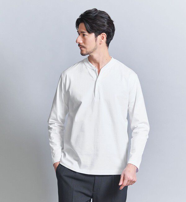 BEAUTY&YOUTH UNITED ARROWS「【WEB限定 WARDROBE SMART】クリア ガスコットン ヘンリーネック カットソー【抗菌・防臭】」|Tシャツ・カットソー|