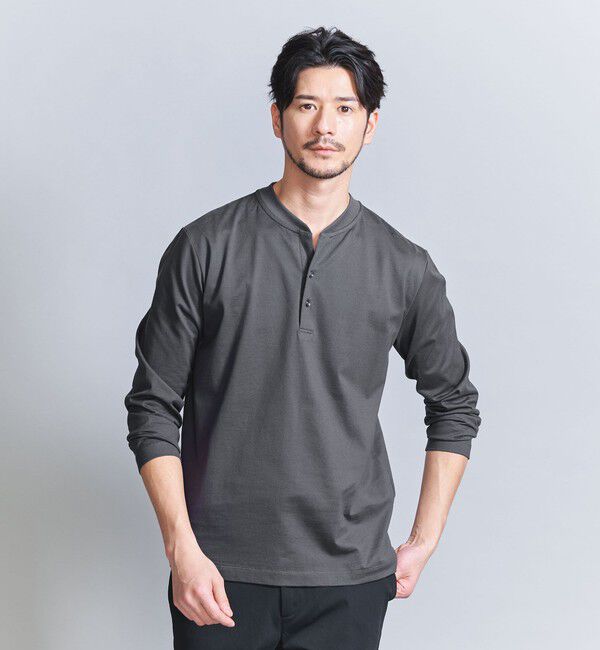 BEAUTY&YOUTH UNITED ARROWS「【WEB限定 WARDROBE SMART】クリア ガスコットン ヘンリーネック カットソー【抗菌・防臭】」|Tシャツ・カットソー|
