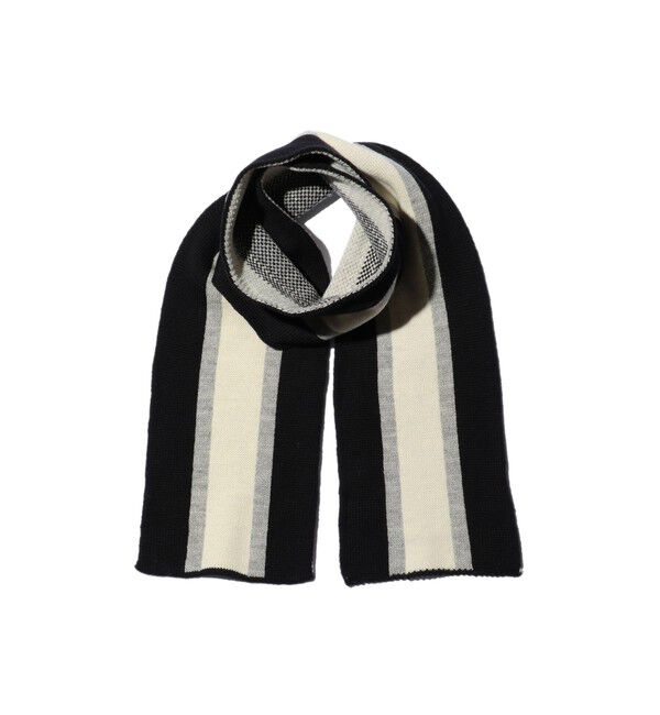 BEAMS PLUS「School Scarf Jacquard Stripe」|マフラー|BLACK