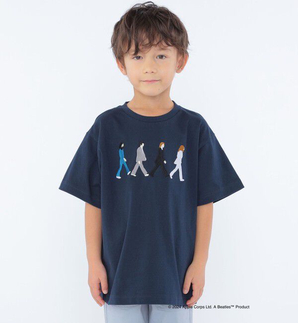 SHIPS KIDS「SHIPS KIDS:100～130cm / 〈家族おそろい〉【THE BEATLES】TEE」|Tシャツ・カットソー|ネイビー