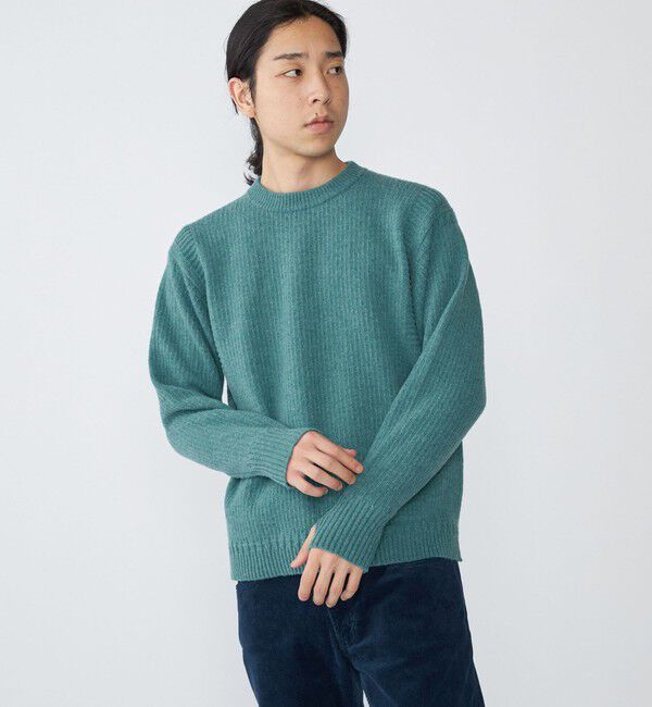 SHIPS「SHIPS: 奥山メリヤス ブリティッシュ ウール クルーネック ニット」|ニット・セーター|ライトグリーン