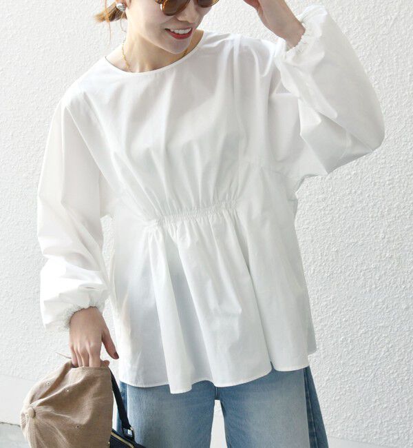 SHIPS any「SHIPS any:〈洗濯機可能〉REPREVE ギャザー パフシャツ ブラウス」|シャツ・ブラウス|ホワイト