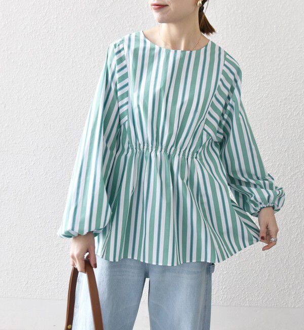 SHIPS any「SHIPS any:〈洗濯機可能〉REPREVE ギャザー パフシャツ ブラウス」|シャツ・ブラウス|