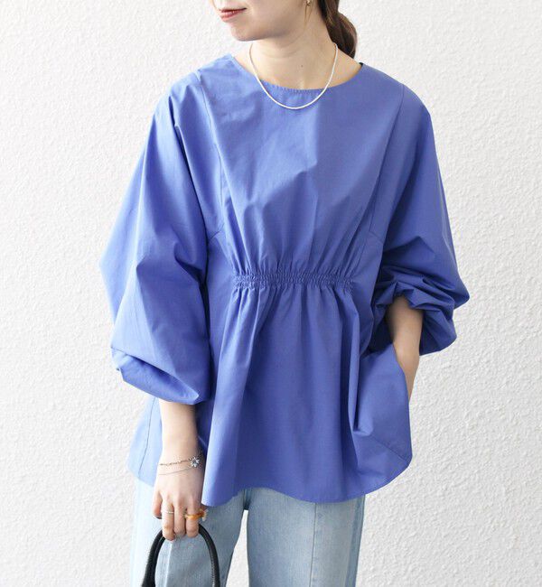 SHIPS any「SHIPS any:〈洗濯機可能〉REPREVE ギャザー パフシャツ ブラウス」|シャツ・ブラウス|ブルー