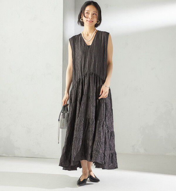 SHIPS for women「TORRAZZO DONNA:〈手洗い可能〉ティアード ノースリーブ ワンピース」|ワンピース|
