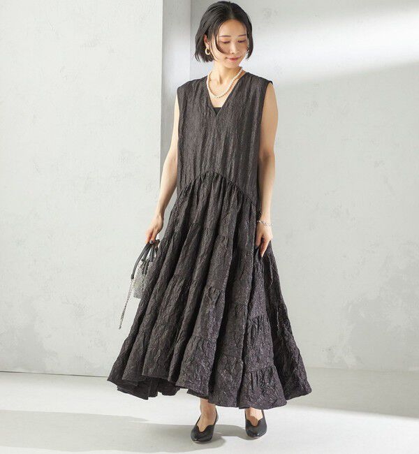 SHIPS for women「TORRAZZO DONNA:〈手洗い可能〉ティアード ノースリーブ ワンピース」|ワンピース|