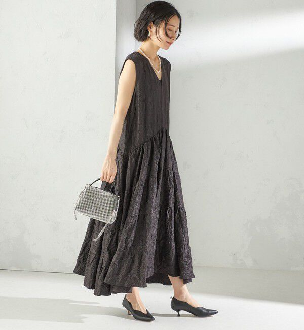 SHIPS for women「TORRAZZO DONNA:〈手洗い可能〉ティアード ノースリーブ ワンピース」|ワンピース|