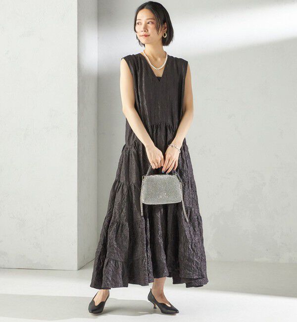 SHIPS for women「TORRAZZO DONNA:〈手洗い可能〉ティアード ノースリーブ ワンピース」|ワンピース|