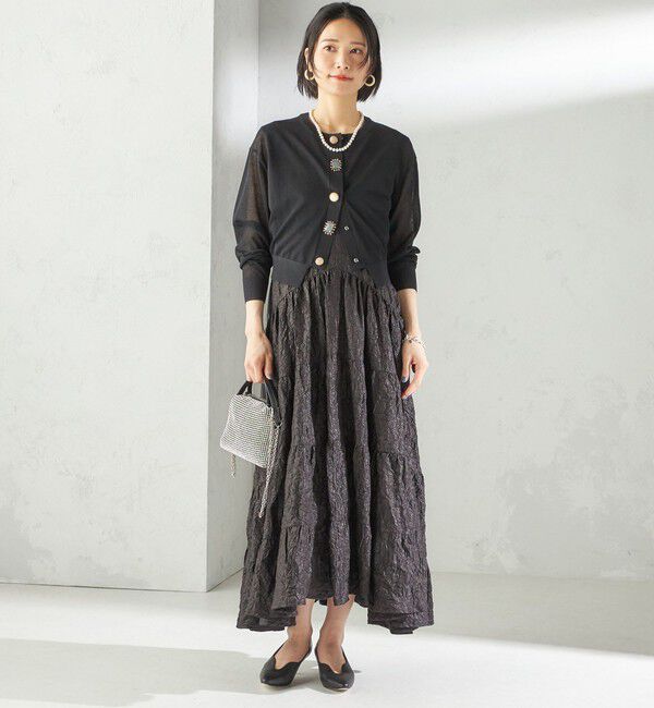 SHIPS for women「TORRAZZO DONNA:〈手洗い可能〉ティアード ノースリーブ ワンピース」|ワンピース|