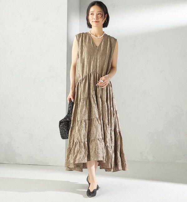 SHIPS for women「TORRAZZO DONNA:〈手洗い可能〉ティアード ノースリーブ ワンピース」|ワンピース|