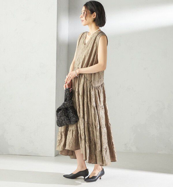 SHIPS for women「TORRAZZO DONNA:〈手洗い可能〉ティアード ノースリーブ ワンピース」|ワンピース|