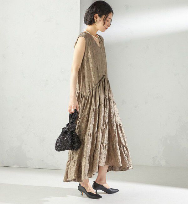 SHIPS for women「TORRAZZO DONNA:〈手洗い可能〉ティアード ノースリーブ ワンピース」|ワンピース|