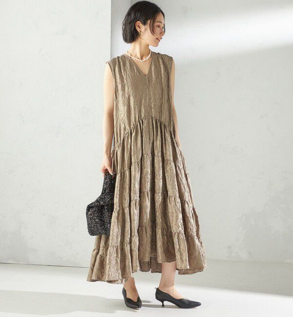 SHIPS for women「TORRAZZO DONNA:〈手洗い可能〉ティアード ノースリーブ ワンピース」|ワンピース|