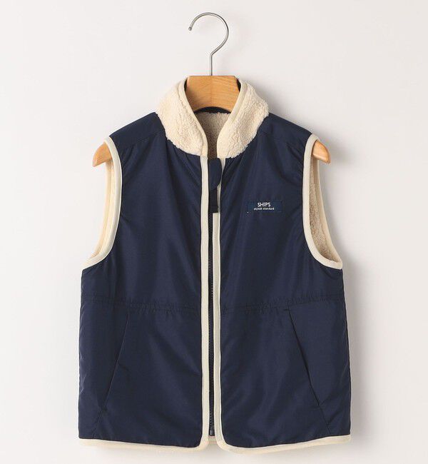 SHIPS KIDS「SHIPS KIDS:140～160cm/〈洗濯機可能〉ボア リバーシブル ベスト」|ダウンベスト・ベスト|