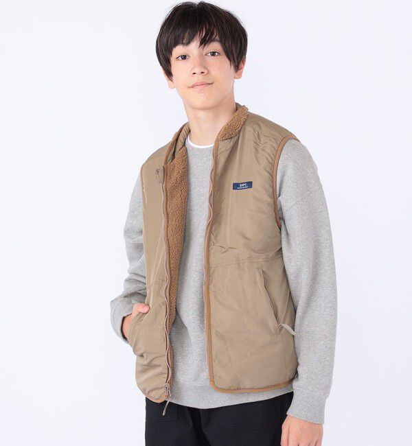 SHIPS KIDS「SHIPS KIDS:140～160cm/〈洗濯機可能〉ボア リバーシブル ベスト」|ダウンベスト・ベスト|