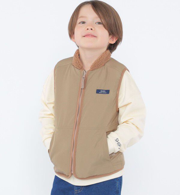SHIPS KIDS「SHIPS KIDS:100～130cm/〈洗濯機可能〉ボア リバーシブル ベスト」|ダウンベスト・ベスト|