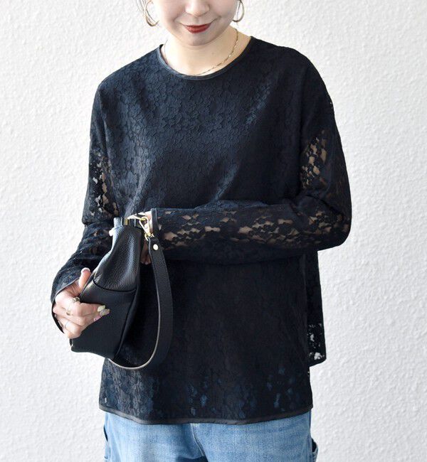 SHIPS any「SHIPS any:〈手洗い可能〉フラワー レース クルーネック ペプラム ブラウス」|シャツ・ブラウス|