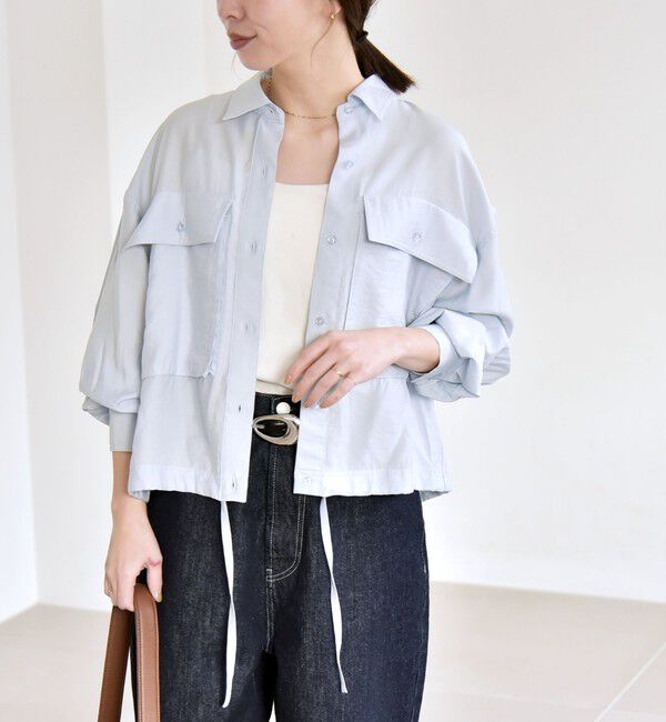 quaranciel「quaranciel:〈洗濯機可能〉ドロスト コンパクト ポケット レギュラー シャツ」|シャツ・ブラウス|ライトブルー