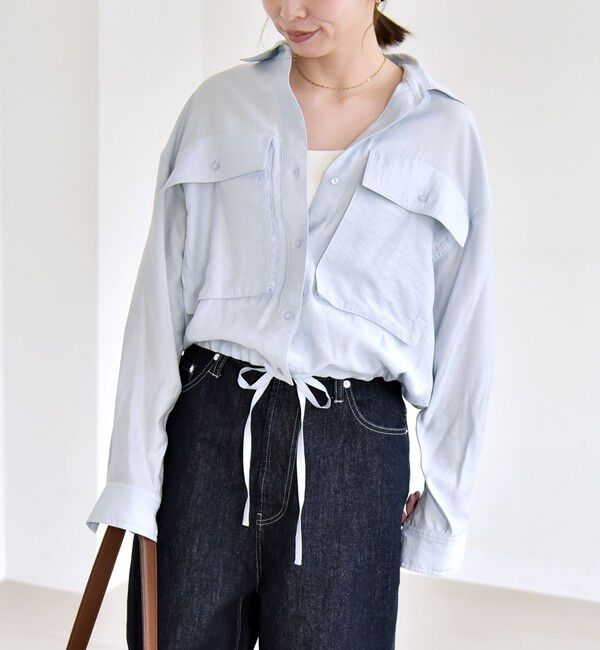 quaranciel「quaranciel:〈洗濯機可能〉ドロスト コンパクト ポケット レギュラー シャツ」|シャツ・ブラウス|