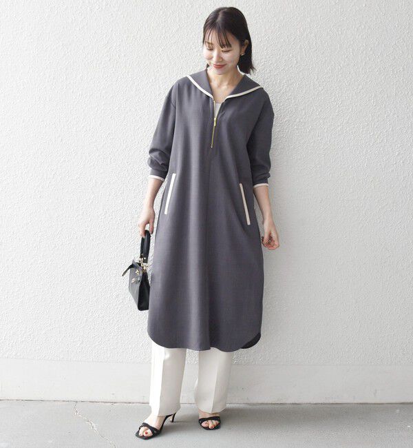 SHIPS any「《予約》SHIPS any:〈洗濯機可能〉セーラーカラー 配色 ジップ ワンピース」|ワンピース|