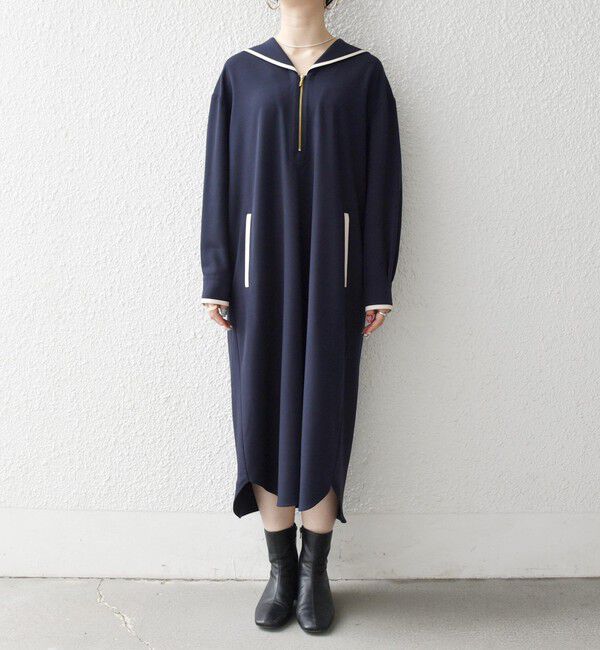 SHIPS any「《予約》SHIPS any:〈洗濯機可能〉セーラーカラー 配色 ジップ ワンピース」|ワンピース|