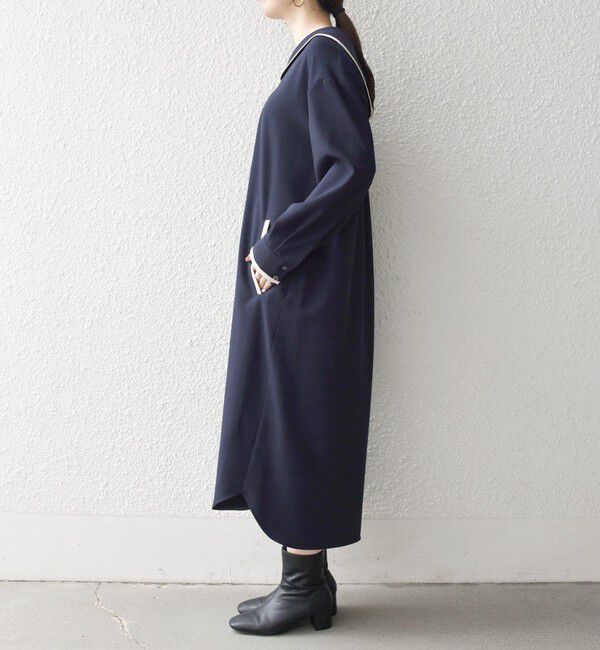 SHIPS any「《予約》SHIPS any:〈洗濯機可能〉セーラーカラー 配色 ジップ ワンピース」|ワンピース|