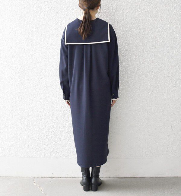 SHIPS any「《予約》SHIPS any:〈洗濯機可能〉セーラーカラー 配色 ジップ ワンピース」|ワンピース|