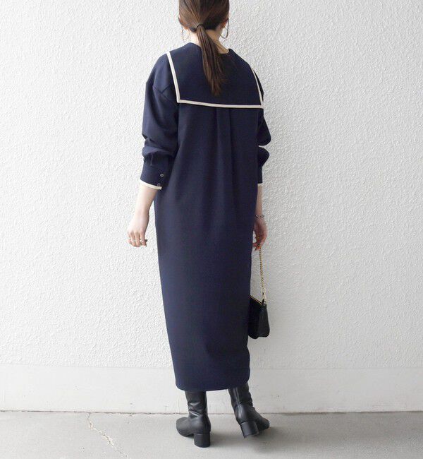 SHIPS any「《予約》SHIPS any:〈洗濯機可能〉セーラーカラー 配色 ジップ ワンピース」|ワンピース|