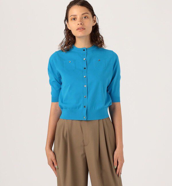 ファインポリエステル ハーフスリーブポケットカーディガン（CABaN