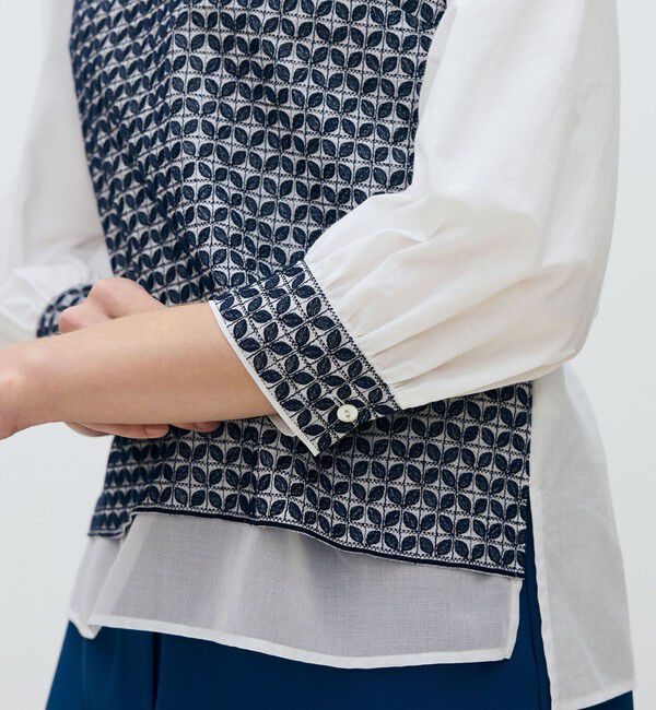 TOMORROWLAND collection「リーフエンブロイダリー コンビプルオーバーブラウス」|シャツ・ブラウス|