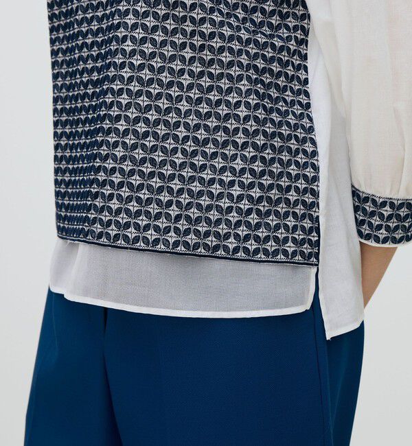 TOMORROWLAND collection「リーフエンブロイダリー コンビプルオーバーブラウス」|シャツ・ブラウス|