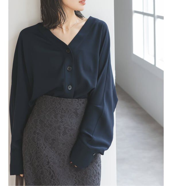 NOBLE「《追加》エステルダブルクロスカーデブラウス3」|シャツ・ブラウス|