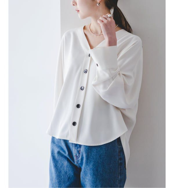 NOBLE「《追加》エステルダブルクロスカーデブラウス3」|シャツ・ブラウス|