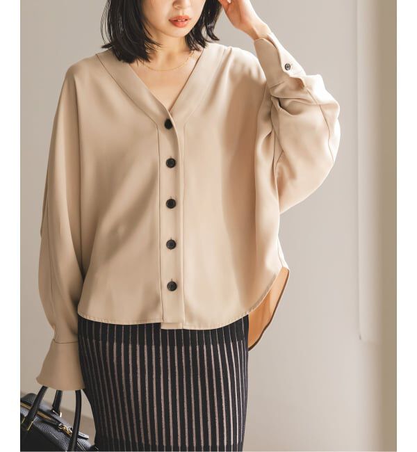 NOBLE「《追加》エステルダブルクロスカーデブラウス3」|シャツ・ブラウス|ベージュ