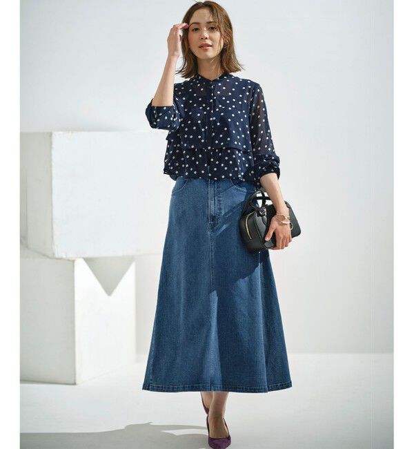 組曲「ライトデニム ビット付きフレアスカート」|スカート|