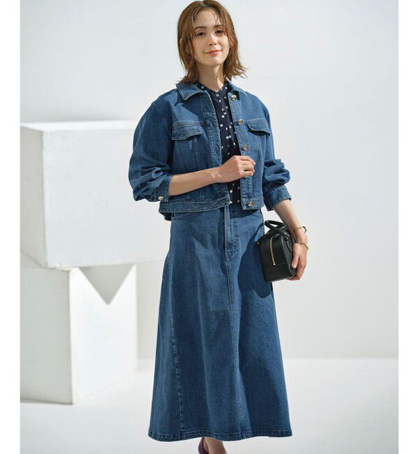 組曲「ライトデニム ビット付きフレアスカート」|スカート|