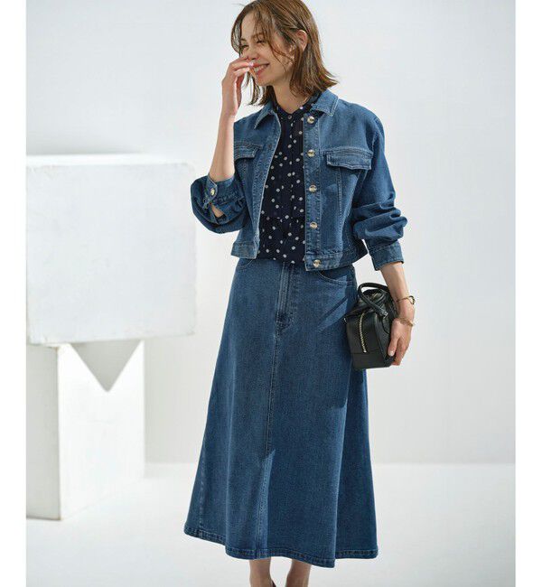 組曲「ライトデニム ビット付きフレアスカート」|スカート|