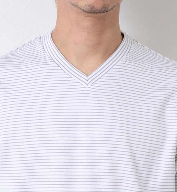 NOLLEY'S goodman「《ビジカジ対応》セミシルケットスムース ボーダー Vネック ドレスTシャツ 25SS」|Tシャツ・カットソー|