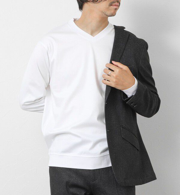 NOLLEY'S goodman「《ビジカジ対応》シルケットスムースドレスL/S V Tシャツ 25AW」|Tシャツ・カットソー|