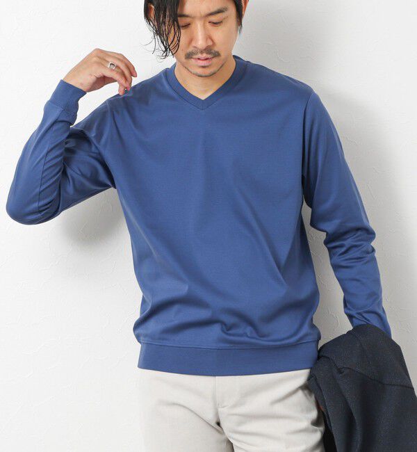 NOLLEY'S goodman「《ビジカジ対応》シルケットスムースドレスL/S V Tシャツ 25AW」|Tシャツ・カットソー|ブルー