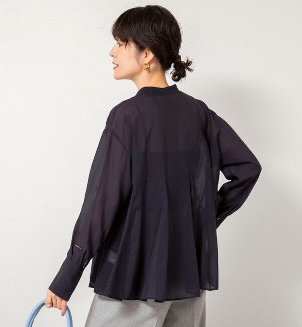 NOLLEY'S sophi「チュール襟付オーガンジーフレアシャツブラウス」|シャツ・ブラウス|