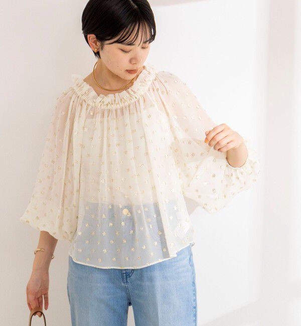 NOLLEY'S sophi「《セットアップ対応》ラメカットジャガードオフショルブラウス」|シャツ・ブラウス|