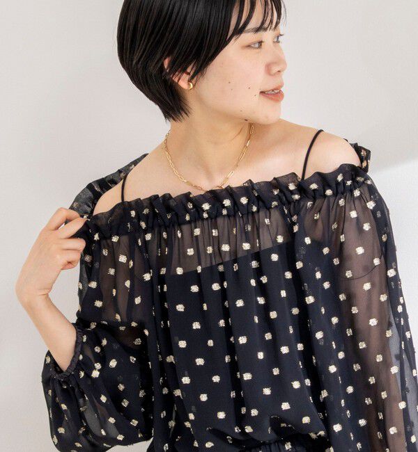 NOLLEY'S sophi「《セットアップ対応》ラメカットジャガードオフショルブラウス」|シャツ・ブラウス|