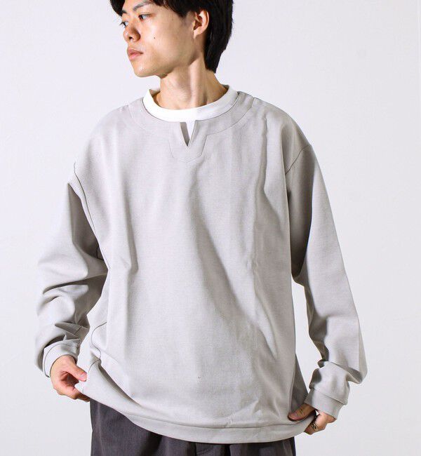 GLOSTER「【全方向杢ダンボール】フェイクキーネックロングスリーブ」|Tシャツ・カットソー|