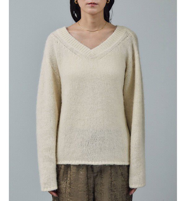 SALON adam et rope'「コットンウールメランジVネックニットプルオーバー」|ニット・セーター|
