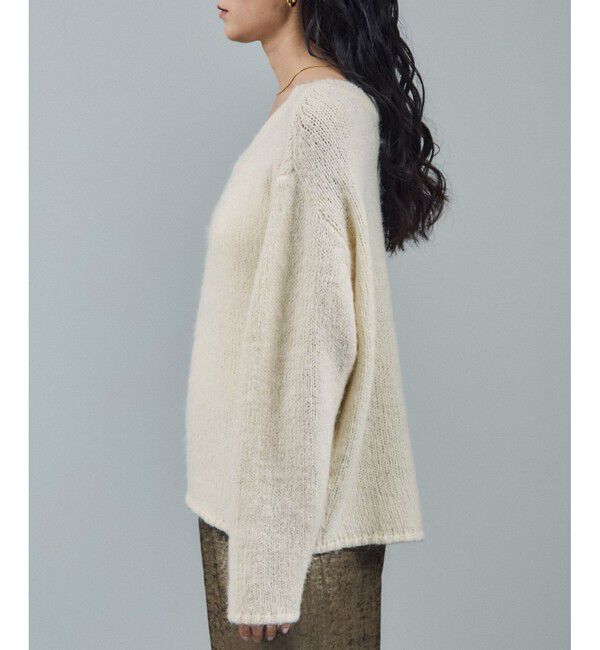 SALON adam et rope'「コットンウールメランジVネックニットプルオーバー」|ニット・セーター|