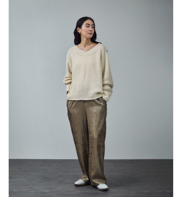 SALON adam et rope'「コットンウールメランジVネックニットプルオーバー」|ニット・セーター|