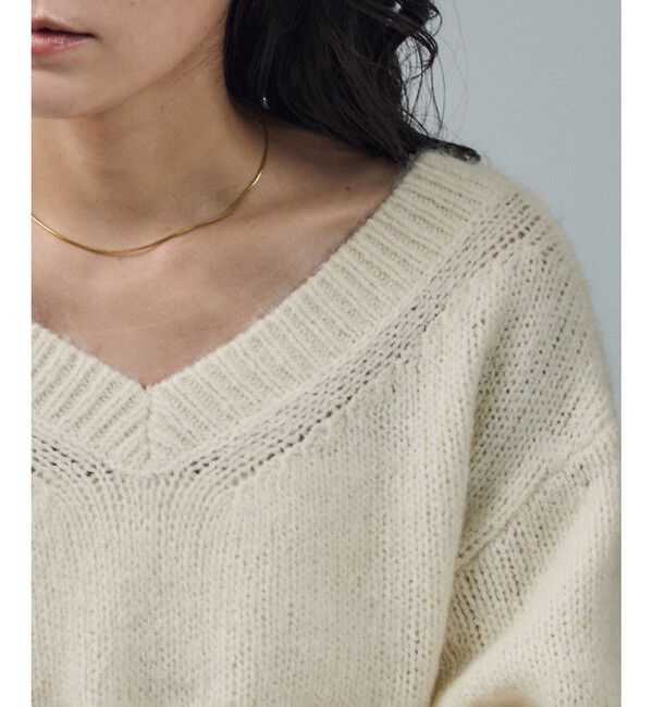 SALON adam et rope'「コットンウールメランジVネックニットプルオーバー」|ニット・セーター|