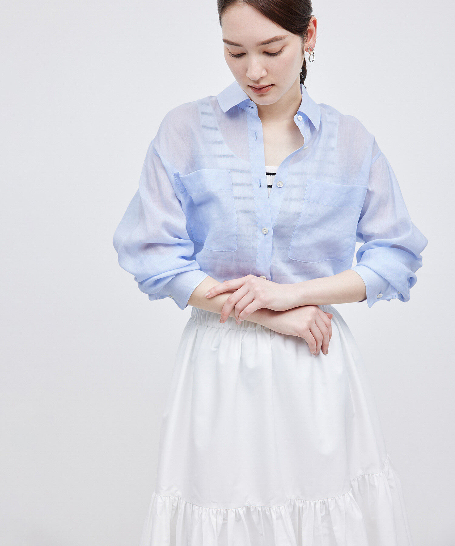 ROPE「【洗える】ロイヤルラミーレギュラーシャツ【雑誌/メディア掲載】」|シャツ・ブラウス|サックス(48)