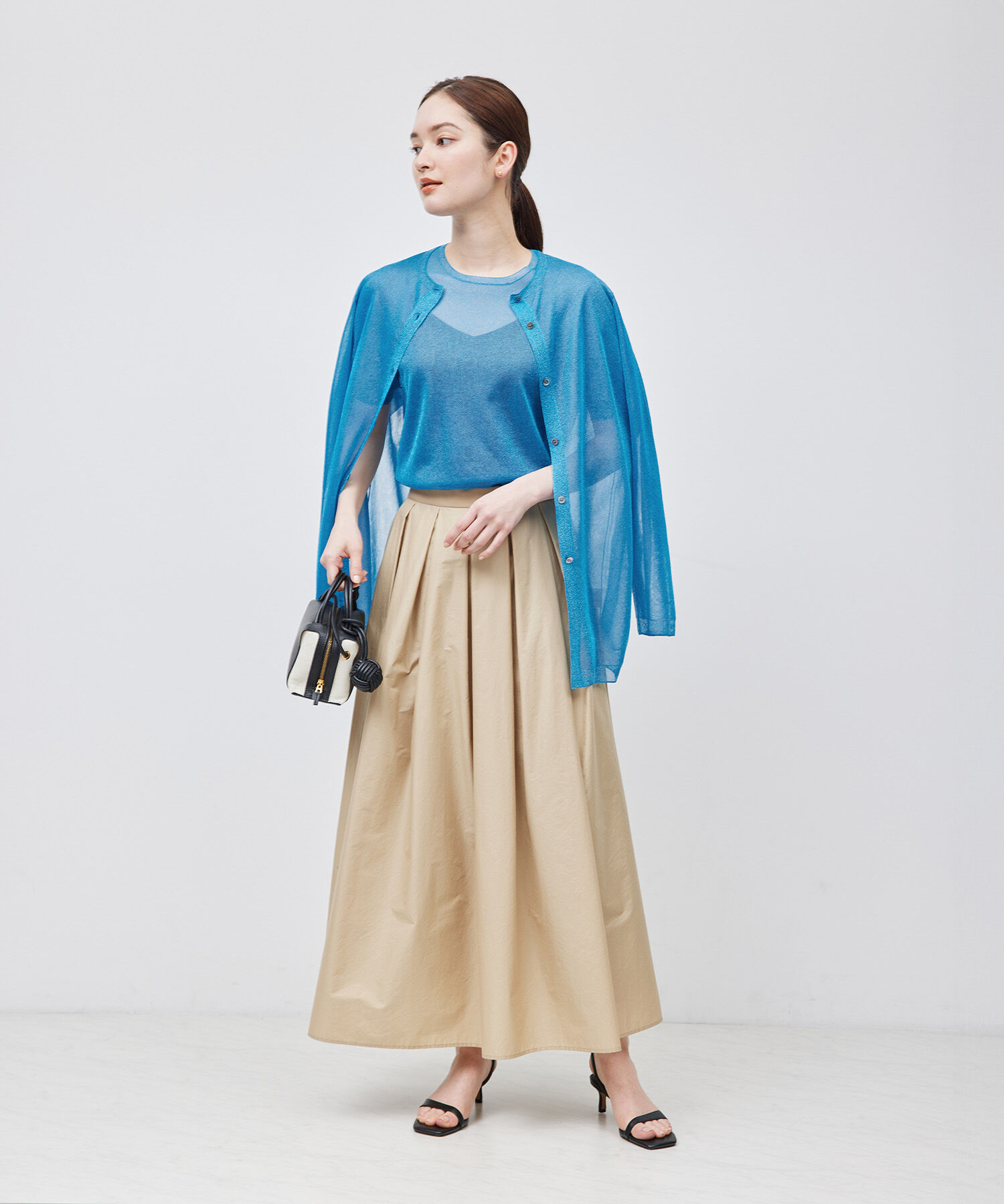 ROPE「【洗える】ラメシアーニット半袖プルオーバー【アンサンブル対応】」|ニット・セーター|